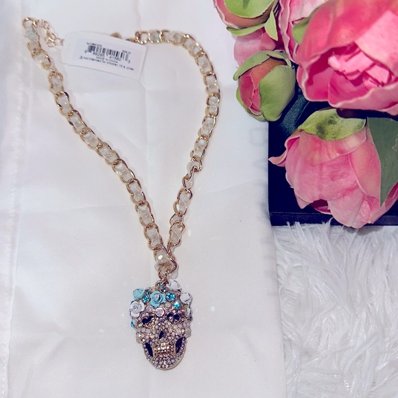 Betsey Johnson Jewelry - Betsey Johnson crystals skull necklace